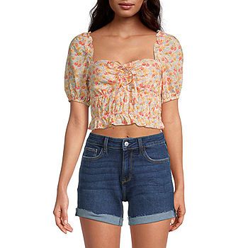 Arizona Juniors Womens Sweetheart Neck Short Sleeve Blouse | JCPenney