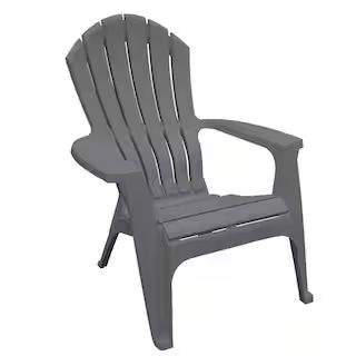 RealComfort Charcoal Resin Plastic Adirondack Chair | The Home Depot