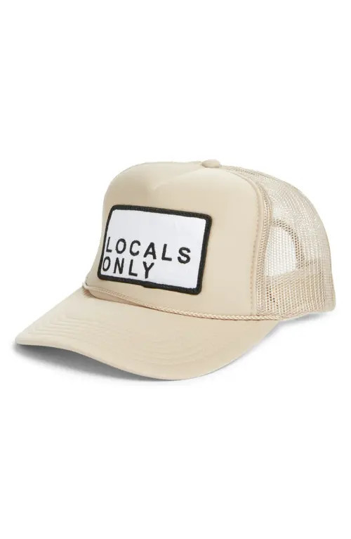 Friday Feelin’ Locals Only Patch Trucker Hat in Tan at Nordstrom | Nordstrom