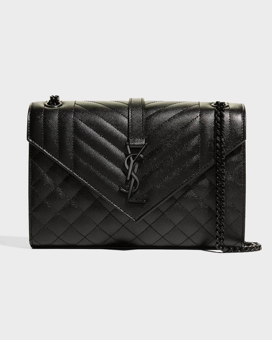 Saint Laurent Envelope Triquilt Medium YSL Shoulder Bag in Grained Leather | Neiman Marcus