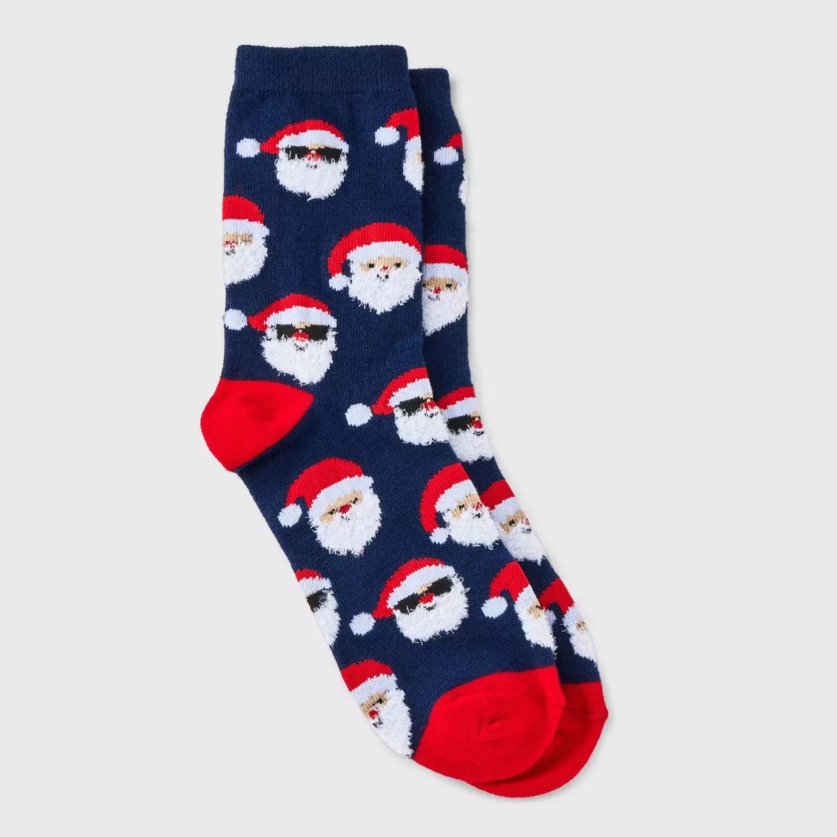 Women's Santa Holiday Crew Socks - Wondershop™ Navy/Red 4-10 | Target