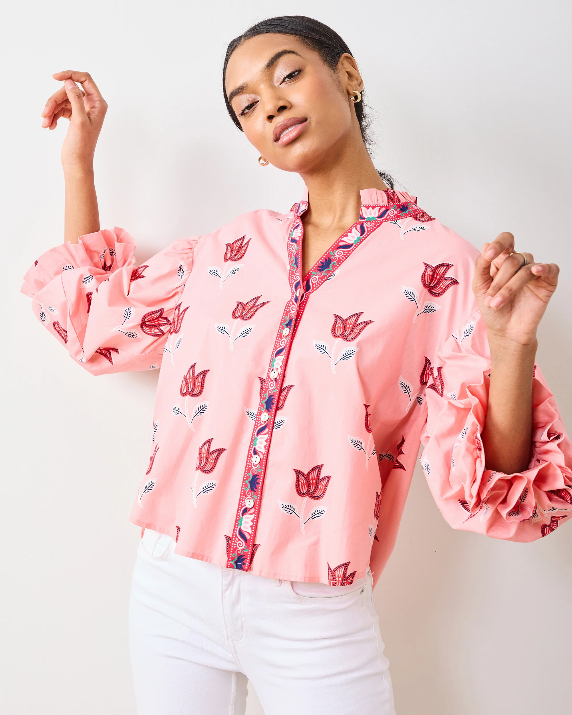 Tulip Bloom - Rosalita Blouse - French Pink | Printfresh