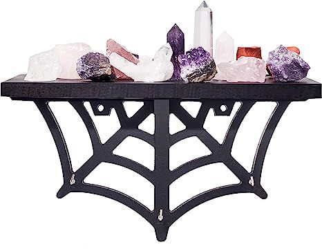CEFRECO Spider Web Floating Shelf - Gothic Halloween Hanging Shelf With Hooks for Wall Oddities a... | Amazon (US)