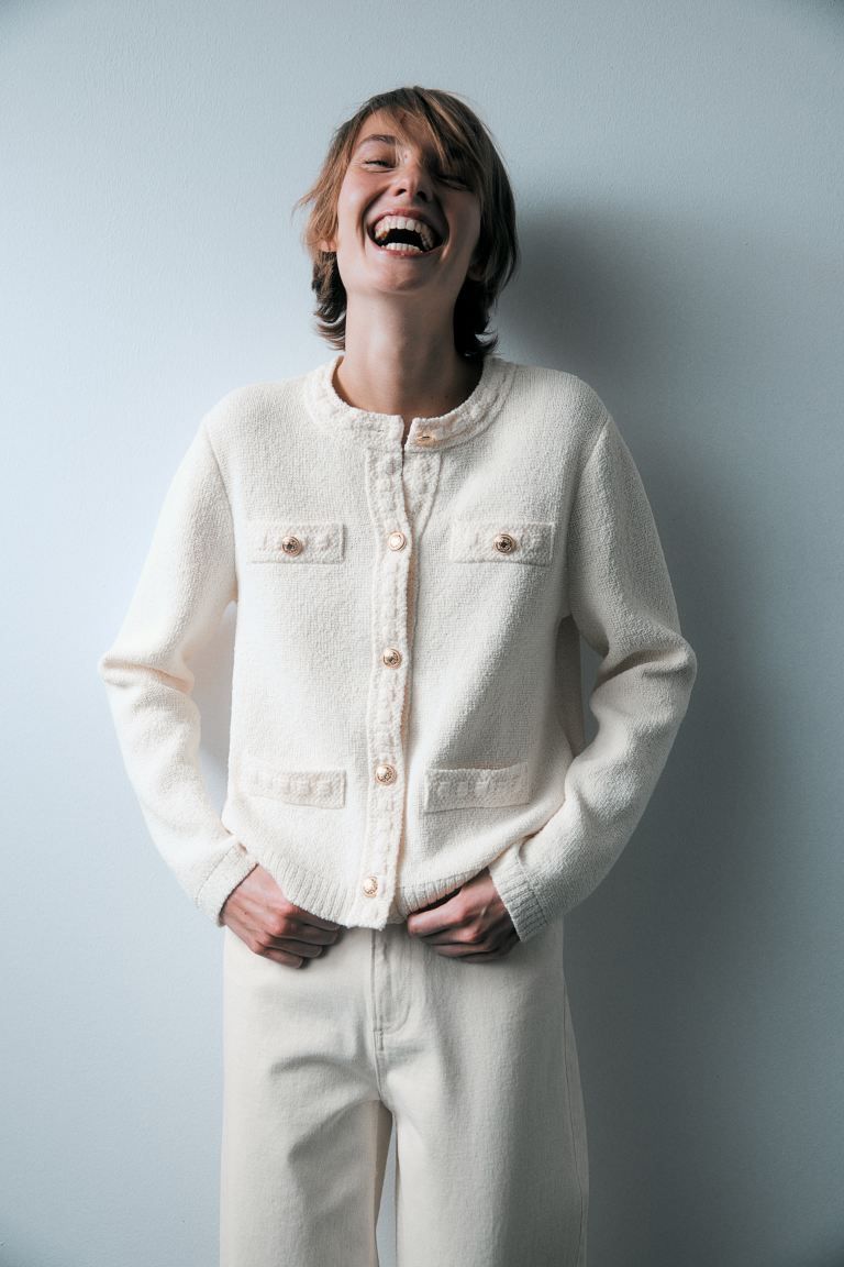 Textured-knit cardigan - Cream - Ladies | H&M GB | H&M (UK, MY, IN, SG, PH, TW, HK)