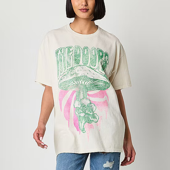 new!New World Juniors The Doors Oversized Tee Womens Crew Neck Short Sleeve Graphic T-Shirt | JCPenney
