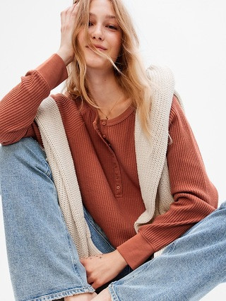 Waffle Raglan Henley T-Shirt | Gap (US)