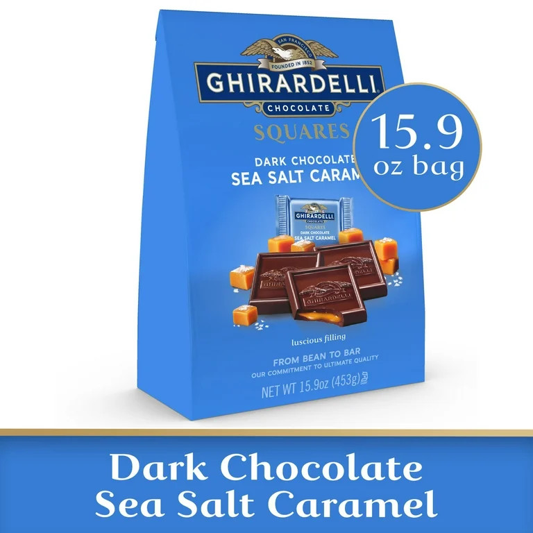 Ghirardelli Dark Chocolate Sea Salt Caramel Squares for Easter Chocolate Gifts, 15.9 oz Bag | Walmart (US)