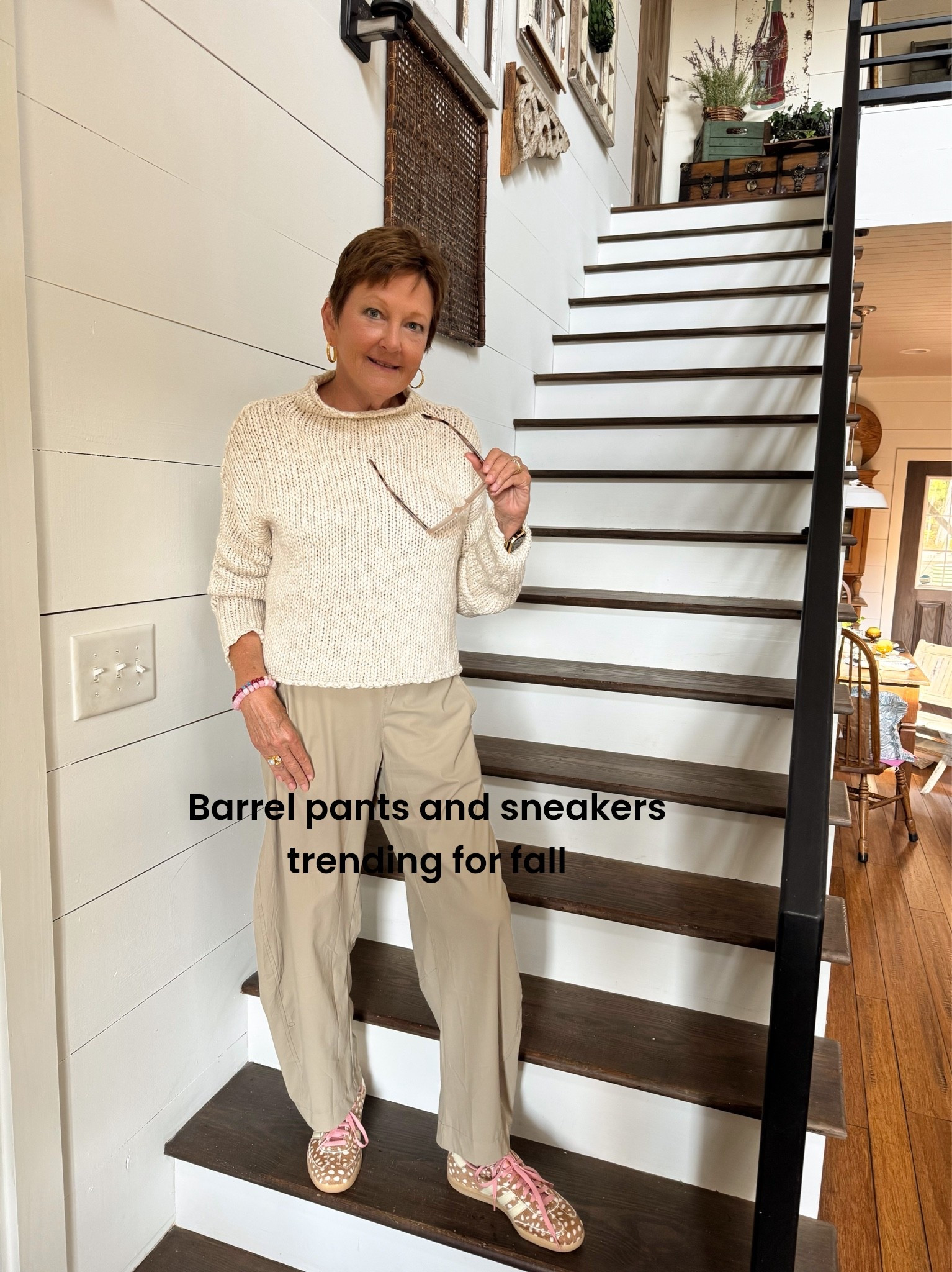 Fall trends with barrel pants and sneakers. Look stylish at any age.

#LTKMidsize #LTKOver40 #LTKSeasonal