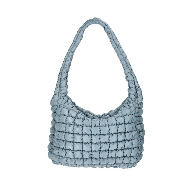 No Boundaries Women's Oversized Quilted Hobo Bag, Platinum | Walmart (US)