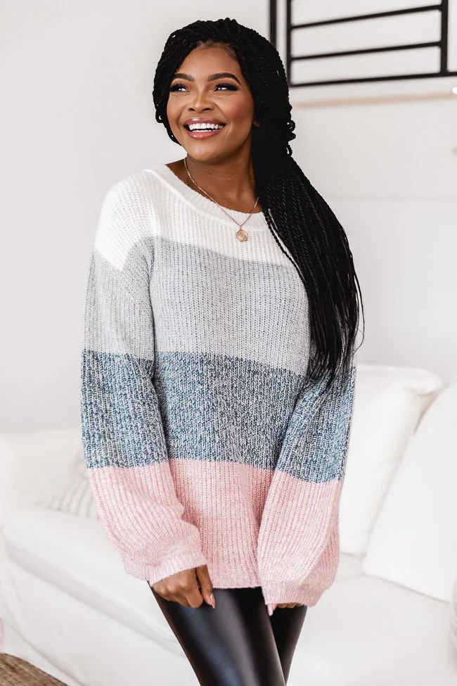 Lost In This Moment Slate Colorblock Sweater | The Pink Lily Boutique