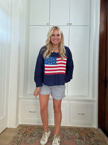 The perfect summer sweater! Great for Memorial Day and Fourth of July. Wearing a small in both! Code FANCY10 for 10% off 

#LTKSeasonal #LTKStyleTip #LTKFindsUnder100