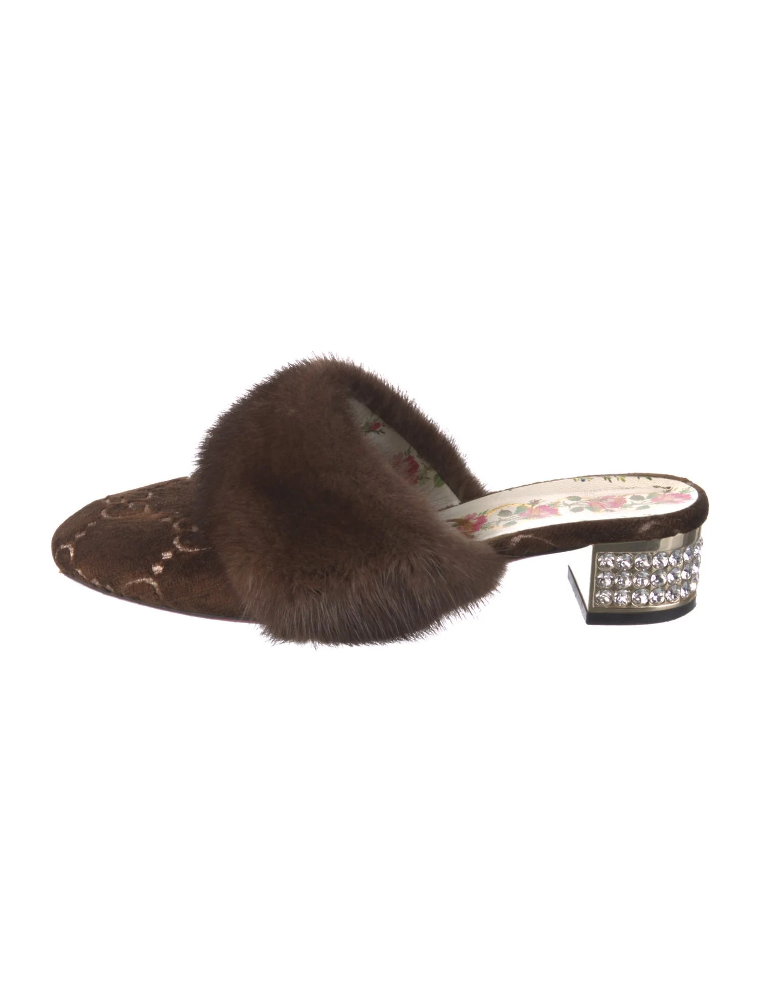 Velvet Crystal Embellishments Mules | The RealReal