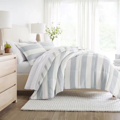 Distressed Stripe Reversible Soft Comforter Sets, Down Alternative, Easy Care, Geometric Pattern ... | Target