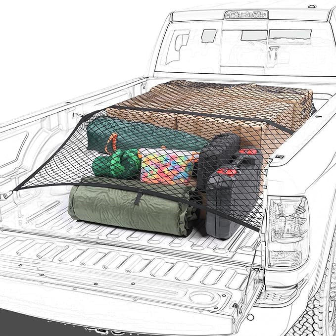 Truck Bed Net, Highly Elastic Cargo Net for Pickup Truck Bed, Stretchable Mesh Organizer for Pick... | Amazon (US)