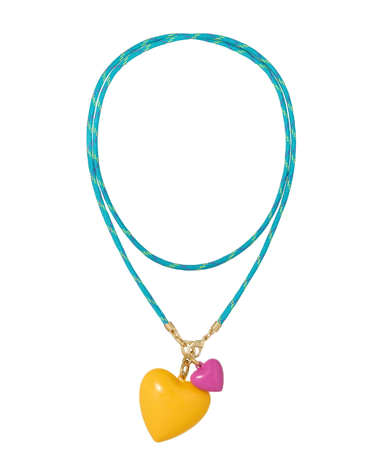 The Happy Cord Long Big Double Heart Necklace | Roxanne Assoulin