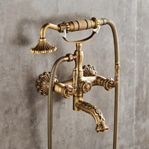 Vintage Antique Brass Wall Mount Clawfoot Bath Tub Faucet Hand Shower Mixer Tap  | eBay | eBay US