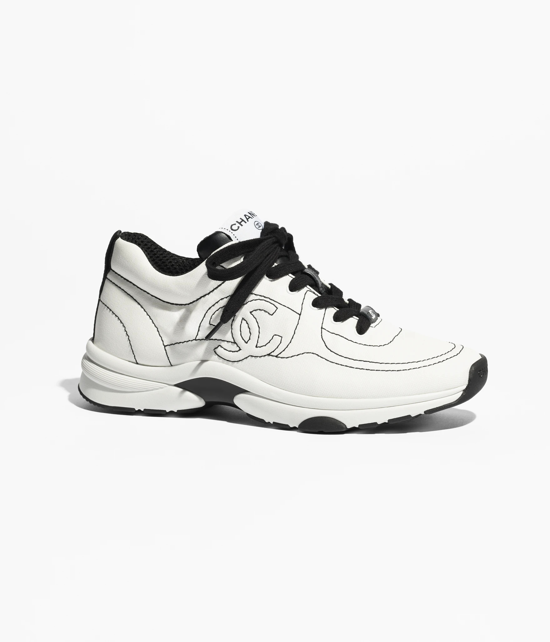 Sneakers - Cotton, white & black — Fashion | CHANEL | Chanel, Inc. (US)