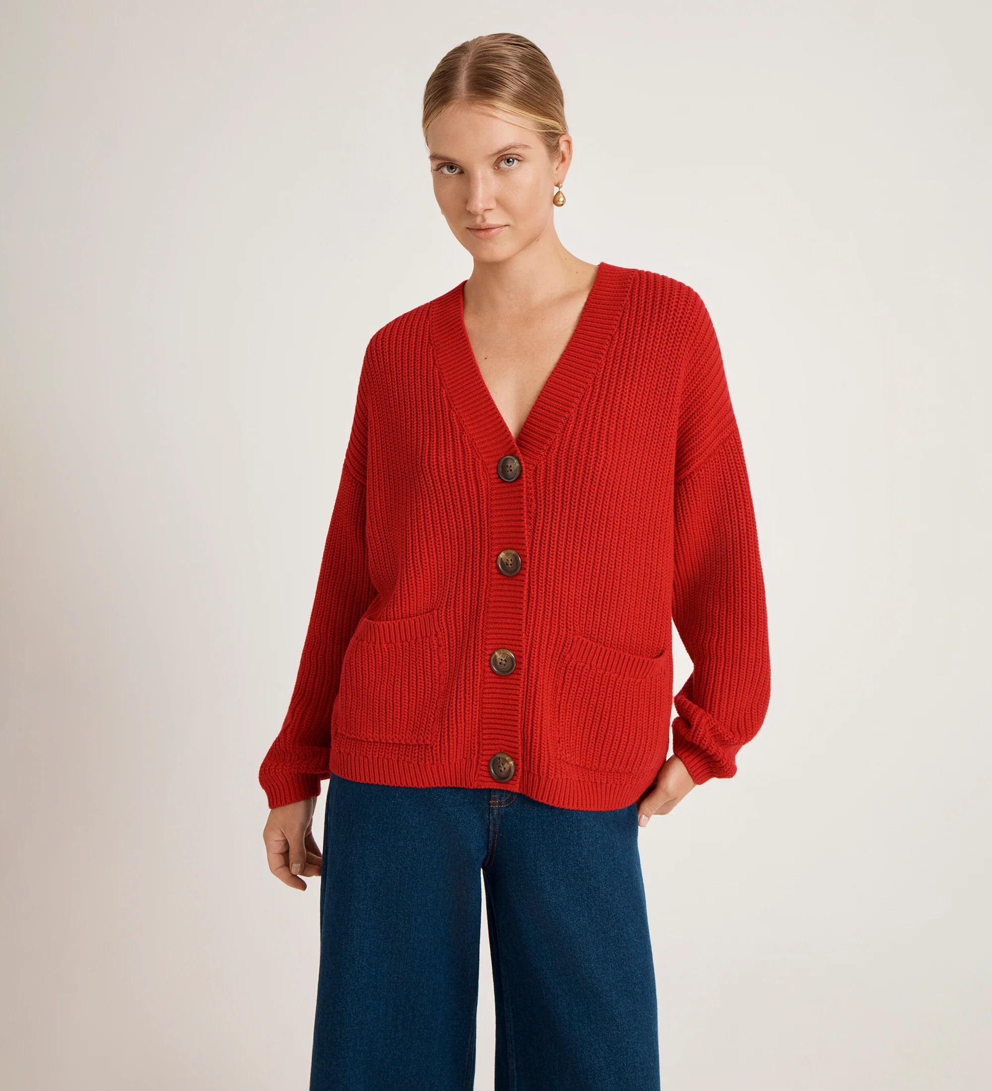 Estella Red Knitted Cardigan | Finery London - UK