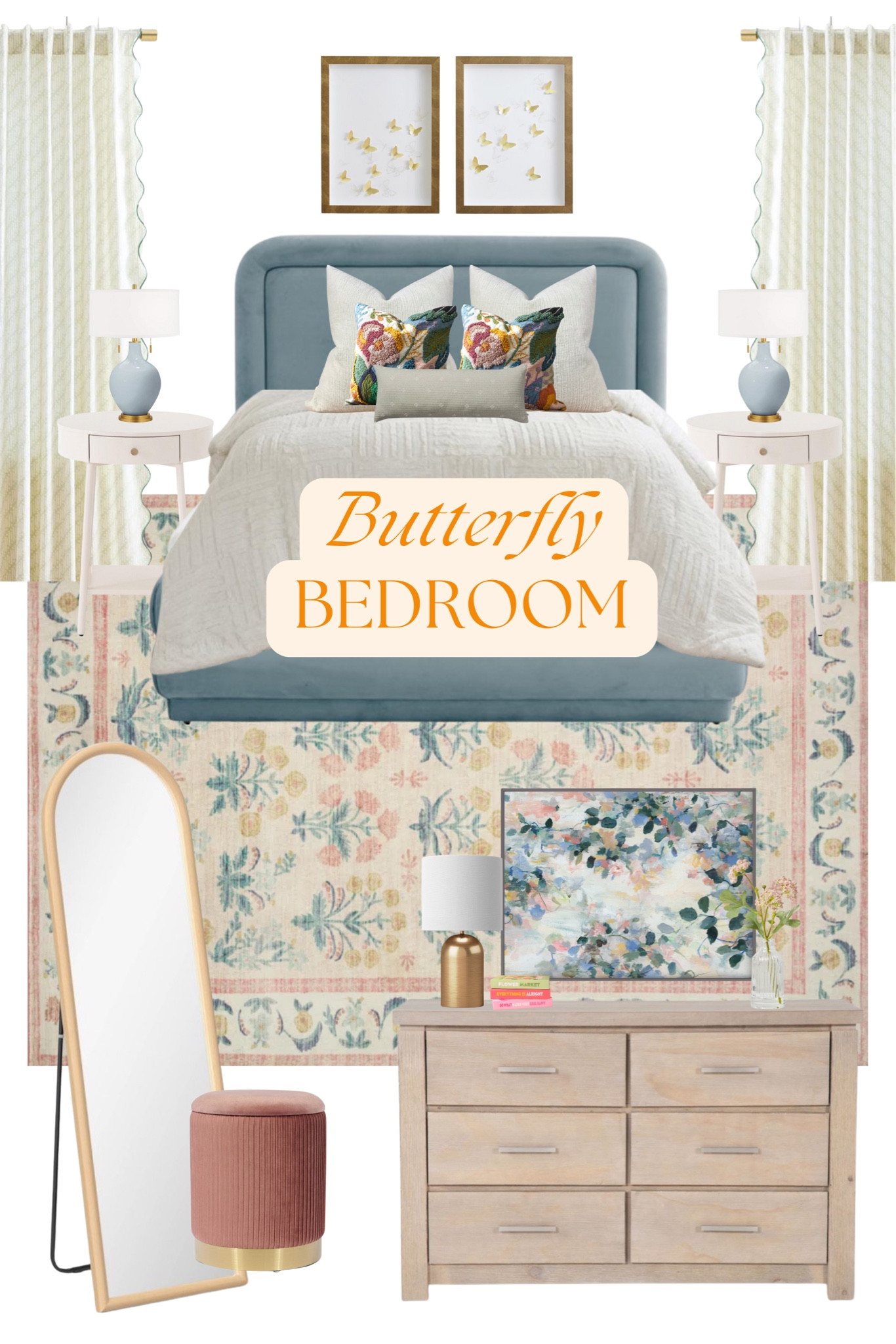 This sweet room is so perfect and simple! This moodboard gives you an idea of how to put a room together but with the simplicity of having the design already put together for you! 💚