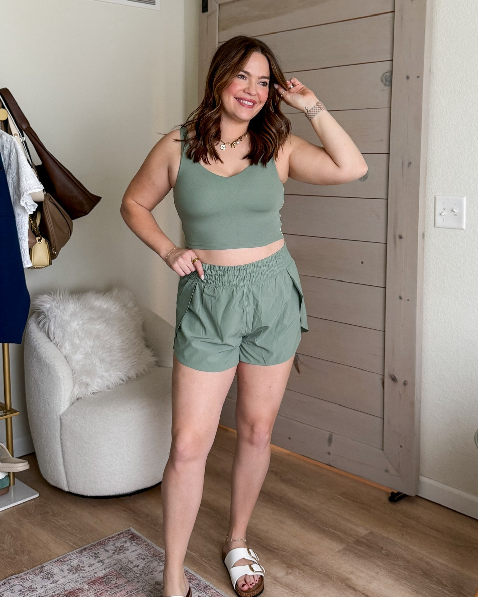 AERIE try on HAUL // High waisted shorts and longline sports bra 

#LTKMidsize #LTKmomlife #LTKootd