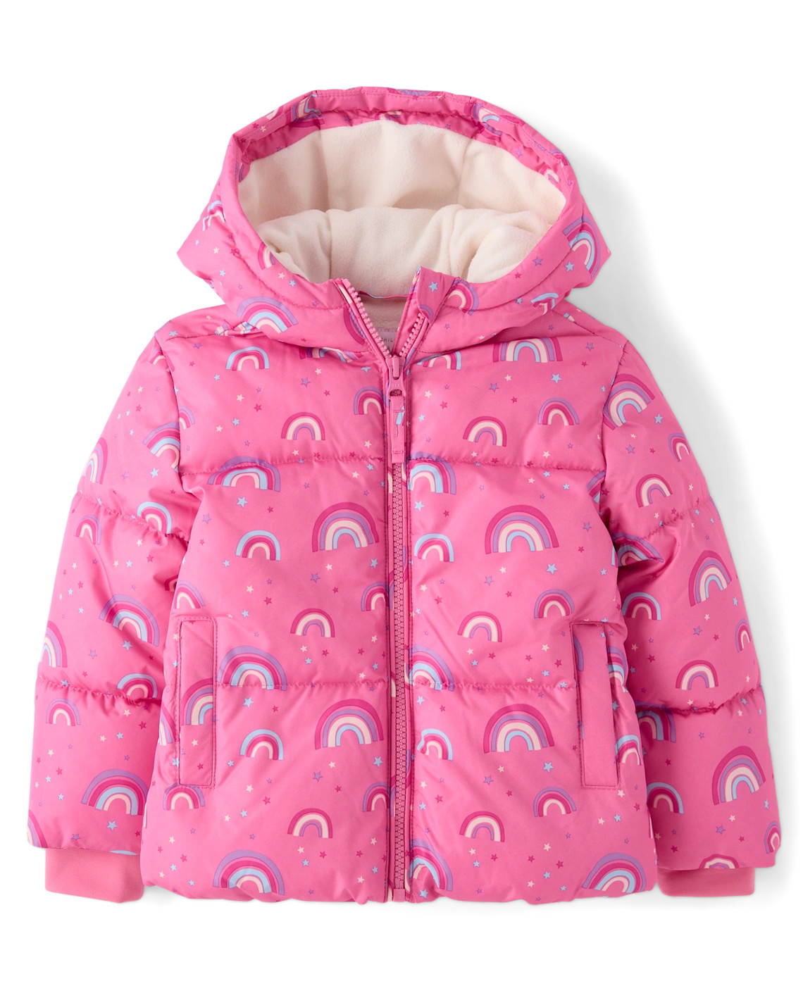 Toddler Girls Print Midweight Microfleece Lined Puffer Jacket - pink | The Children's Place