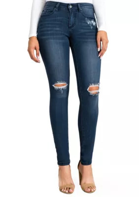 Poetic Justice Women's Regular Fit Maya Destroyed Knee Skinny Jeans, 30 | Belk