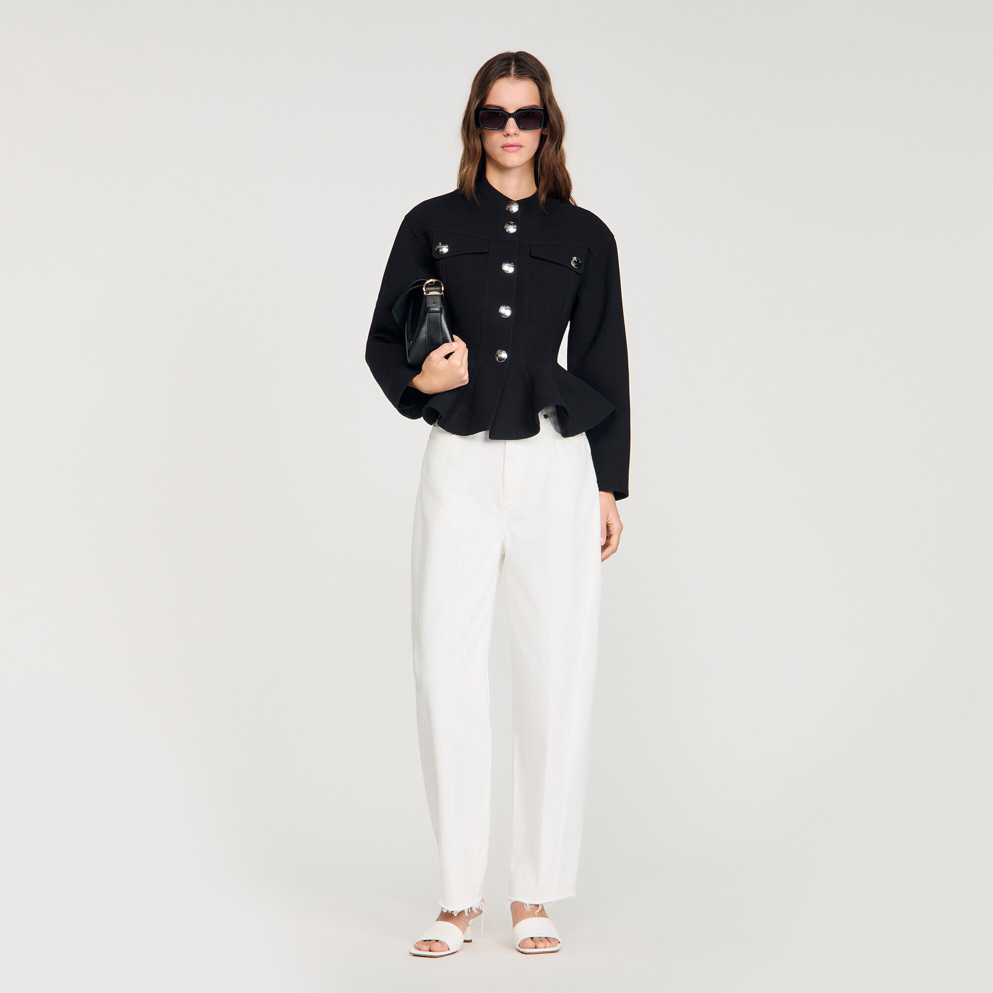 Cropped ruffled peplum jacket | Sandro-Paris US
