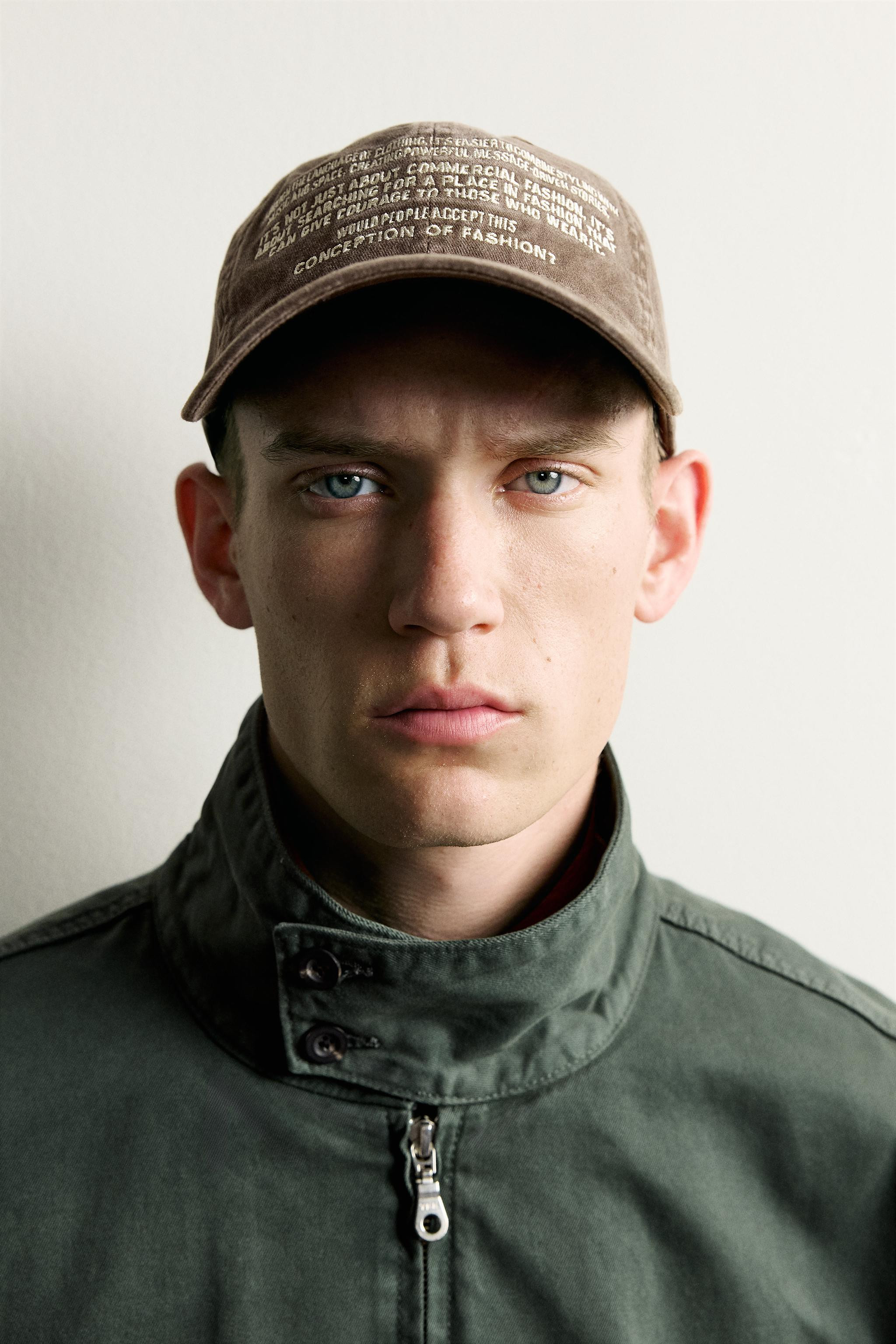 WASHED EFFECT EMBROIDERED TEXT CAP | Zara UK