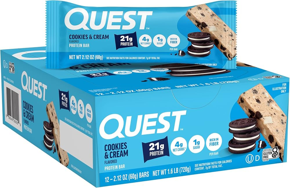 Quest Nutrition Cookies & Cream Protein Bars, 21g Protein, 12 Count | Amazon (US)