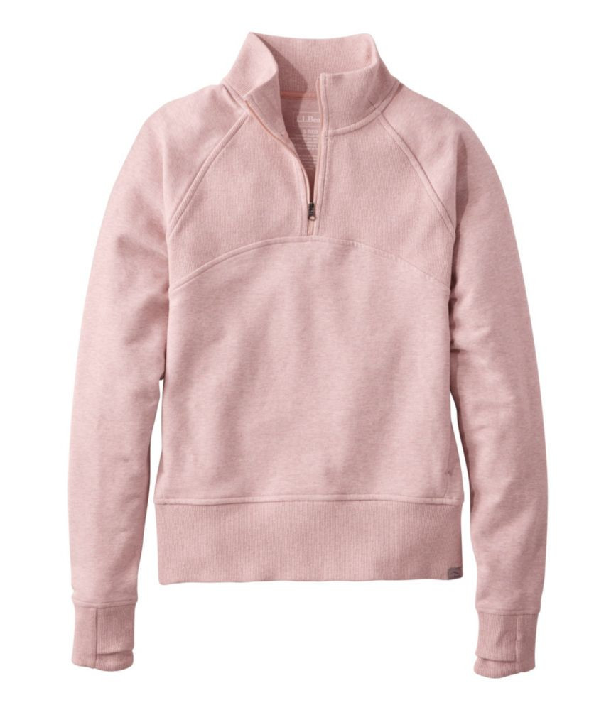 Women's L. L.Bean Cozy Pullover, Quarter-Zip Adobe Rose Heather Extra Large, Cotton Blend | L.L. Bean