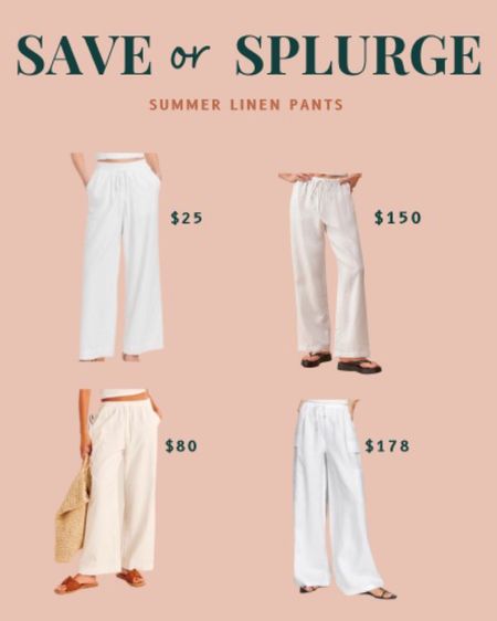 Save or splurge summer link drawstring pants, white linen pants, summer style, 

#LTKstyletip #LTKtravel #LTKworkwear