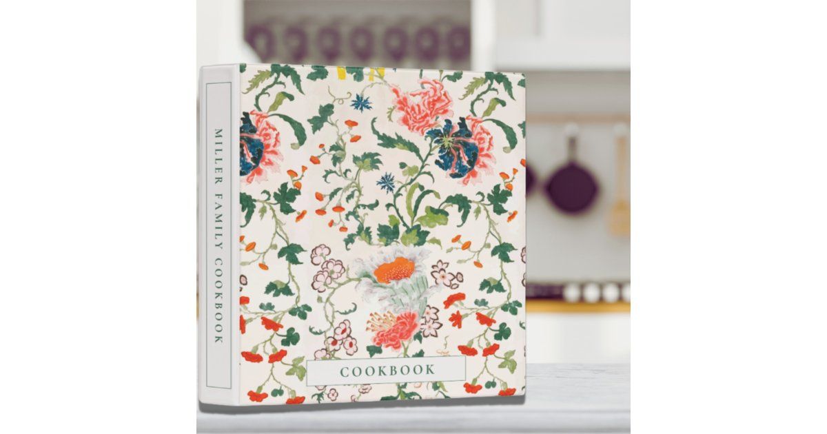 Cookbook | Blooming Floral Pattern Vintage Style 3 Ring Binder | Zazzle | Zazzle