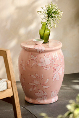 Floral Glazed Earthenware Side Table | Anthropologie (US)