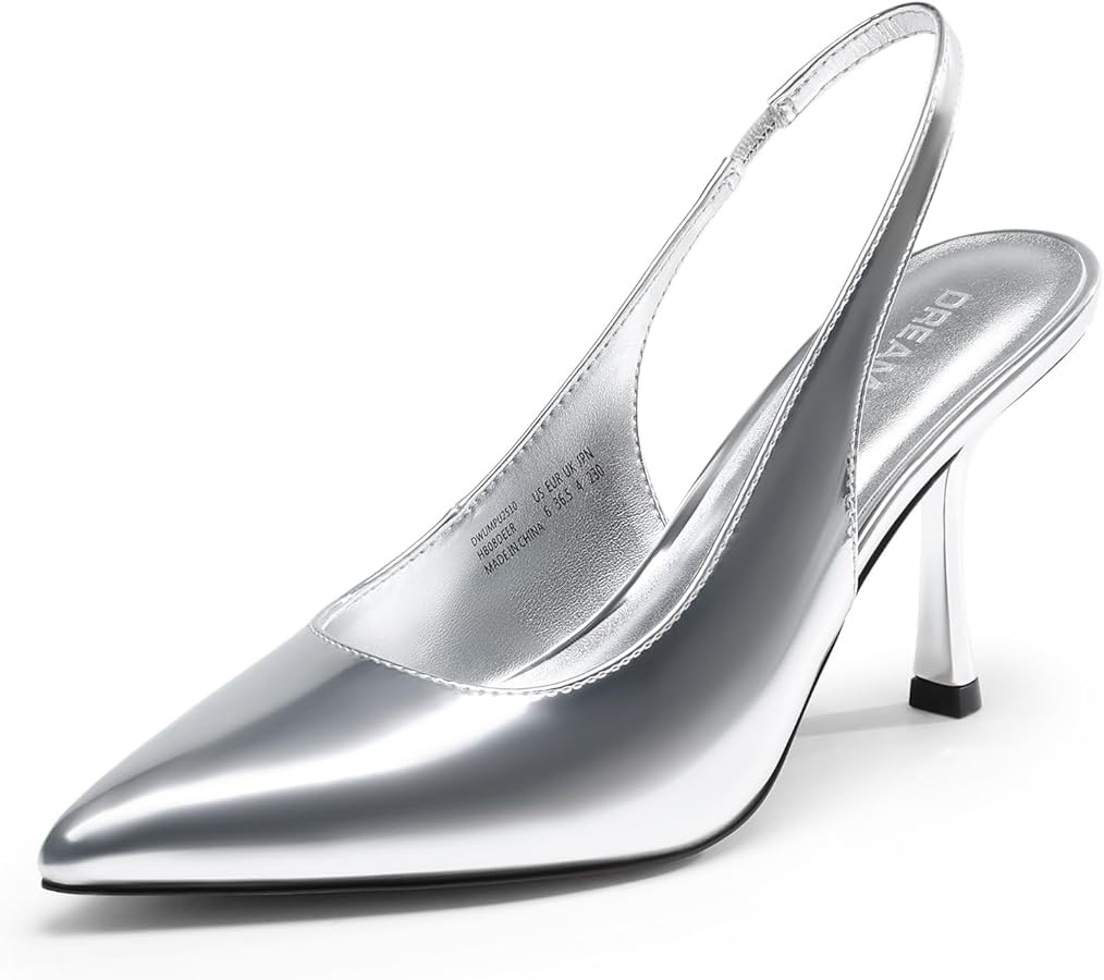 DREAM PAIRS Women's Heels Slingback Stiletto Pumps Shoes Pointed Closed Toe Kitten Heels Dress Br... | Amazon (US)