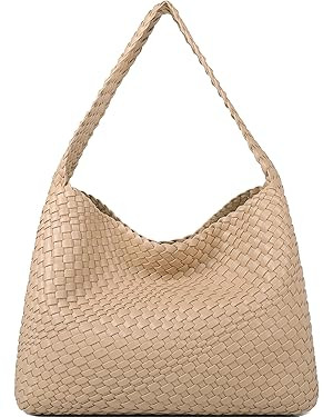 Queenoris Fashion Woven Purse for Women Top-handle Shoulder Bag Soft Summer Hobo Tote Bag | Amazon (US)
