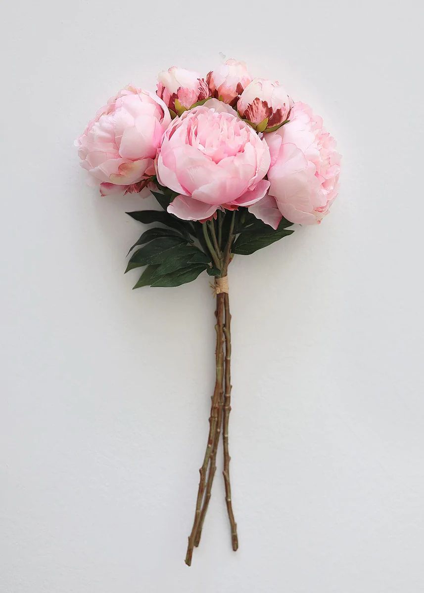 Pink Faux Flower Bundle of Peonies - 21.5 | Afloral (US)