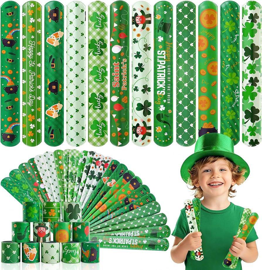 Childom 36 Pcs St. Patrick's Day Slap Bracelet,St Patricks Day Favors,St Patricks Day Decorations... | Amazon (US)