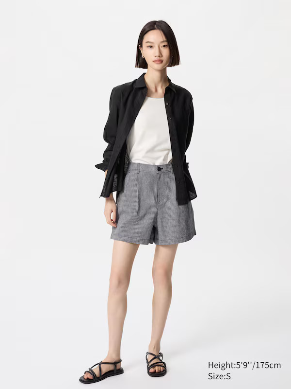 Linen Cotton Shorts (Stripe) | UNIQLO (UK)