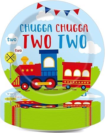 48 Pcs Chugga Chugga Two Two Party Plates Train Disposable Paper Dessert Plates Supplies for Tran... | Amazon (US)