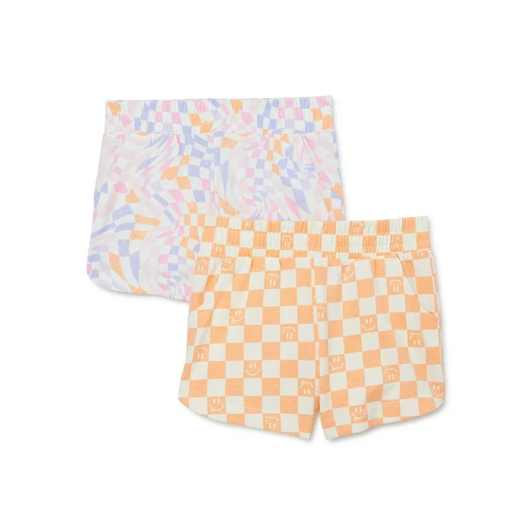 Wonder Nation Girls Print Jersey Dolphin Shorts, 2-Pack, Sizes XS-2XL & Plus - Walmart.com | Walmart (US)