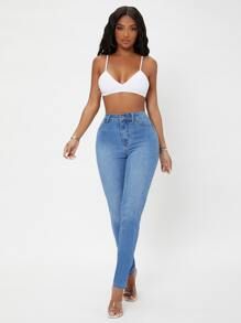 SHEIN SXY Curvy High Waist Skinny Jeans | SHEIN