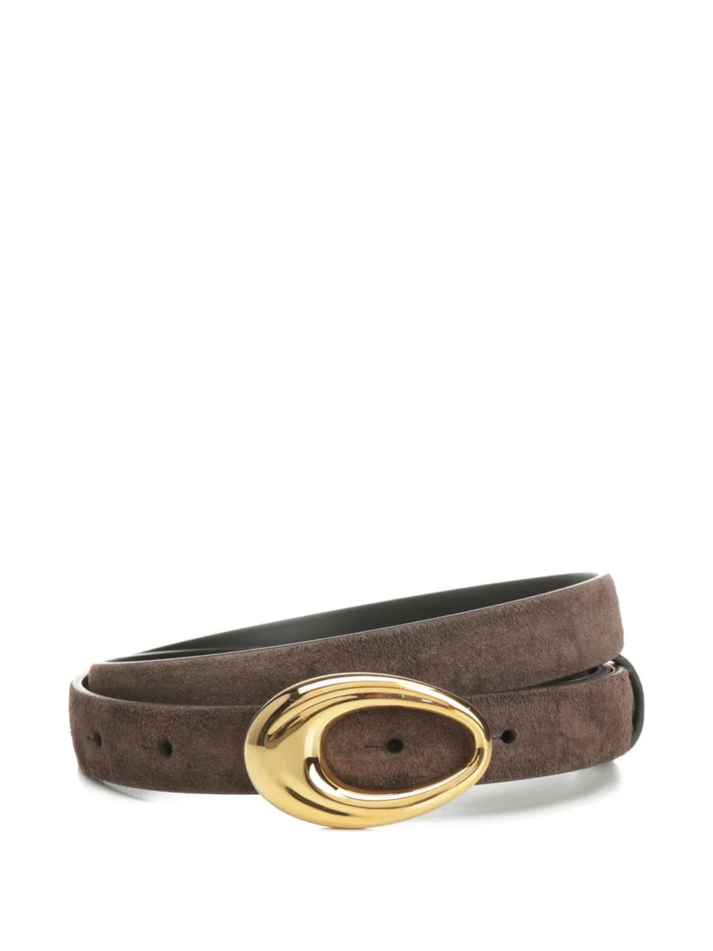 KHAITE oval-buckle Suede Belt | Brown | FARFETCH | Farfetch Global