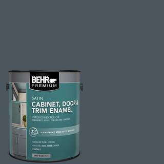 BEHR PREMIUM 1 gal. #N480-7 Midnight Blue Satin Enamel Interior/Exterior Cabinet, Door & Trim Pai... | The Home Depot