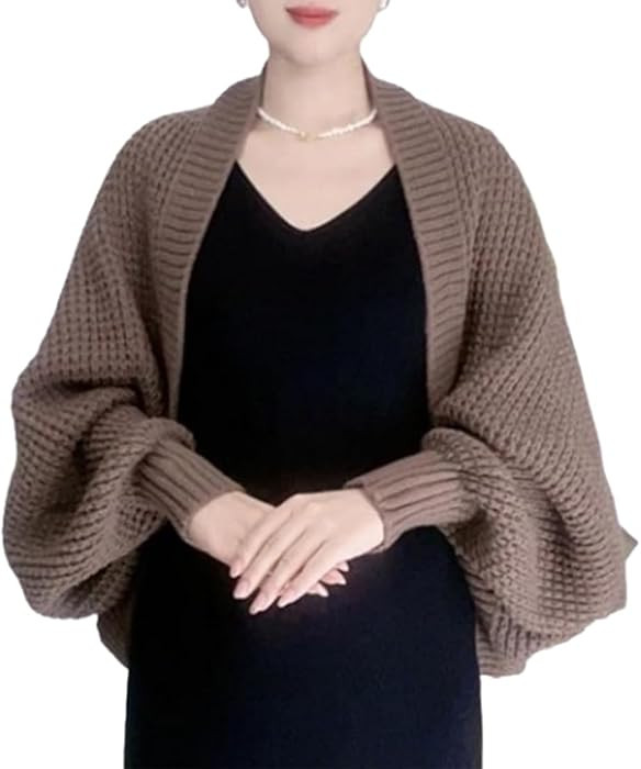 Women Knitted Soft Shawl Scarf Cardigan,Multifunctional Warm Knitted Crochet Scarf Wrap with Slee... | Amazon (US)