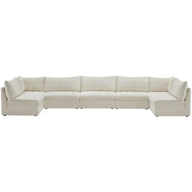 Meridian Furniture Jacob Cream Velvet Modular Sectional | Walmart (US)