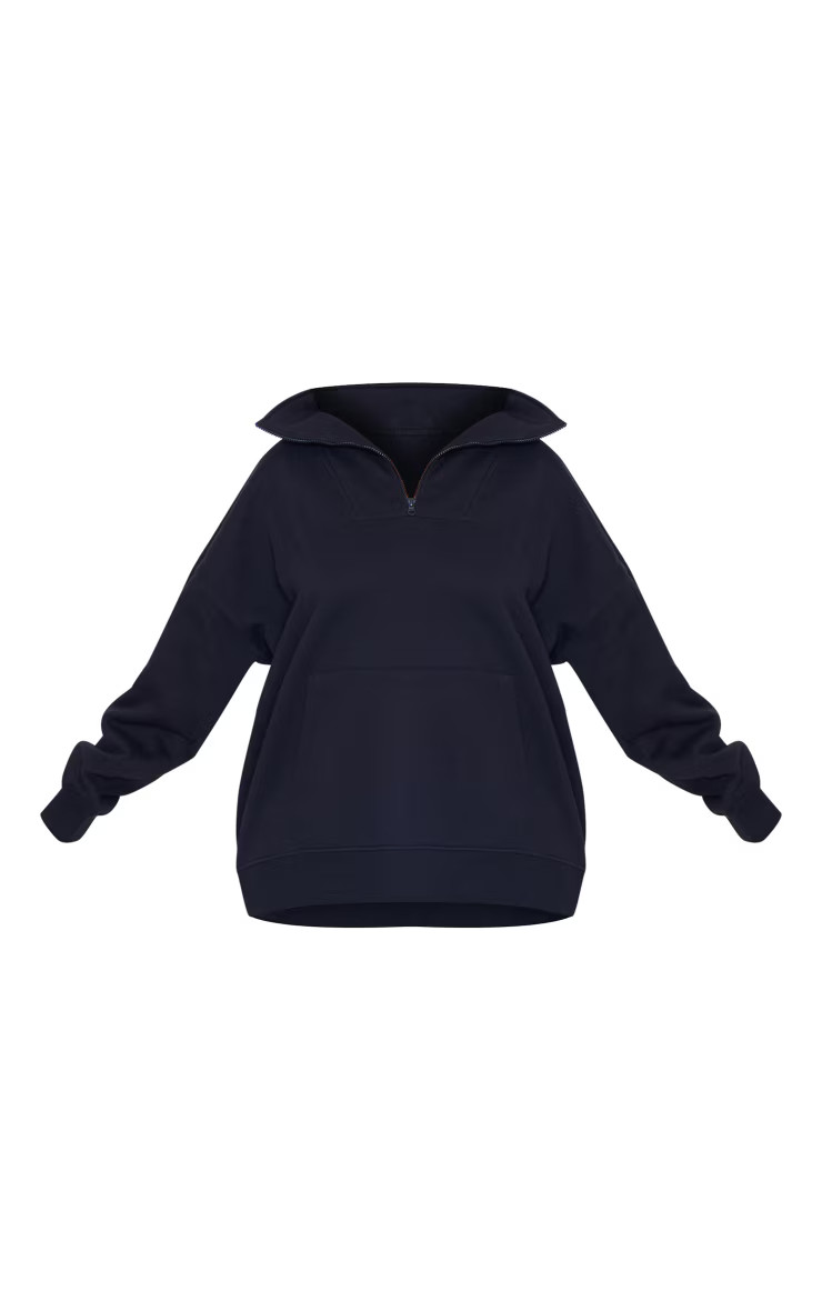 Plus Black Zip Up Pocket Detail Sweatshirt | PrettyLittleThing US