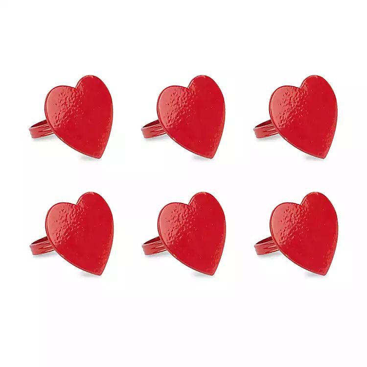 Red Heart Napkin Rings, Set of 6 | Kirkland's Home