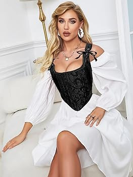 Dreay Womens Vintage Asymmetrical Hem Overbust Corset Tie Front Lace-up Back Bustier Shapewear To... | Amazon (US)