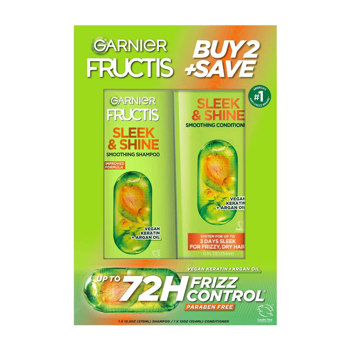 Garnier Fructis Active Fruit Protein Sleek & Shine Shampoo & Conditioner Twin Pack - 24.5 fl oz | Target