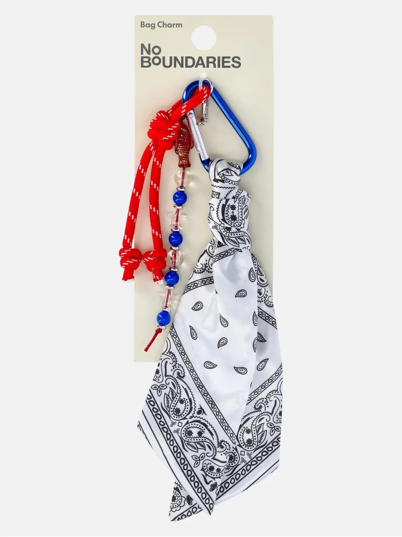 No Boundaries Women's Americana Bag Charm, White Bandana | Walmart (US)